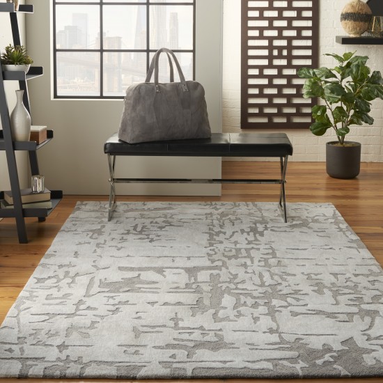 Nourison Symmetry SMM03 Area Rug, Ivory/Taupe, 5'3" x 7'9"