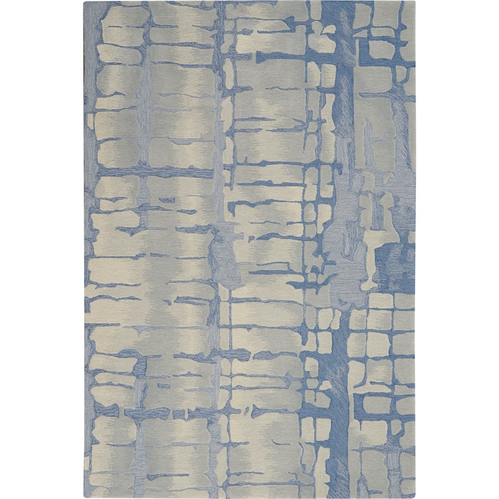 Nourison Symmetry SMM04 Area Rug, Blue/Grey, 3'9" x 5'9"