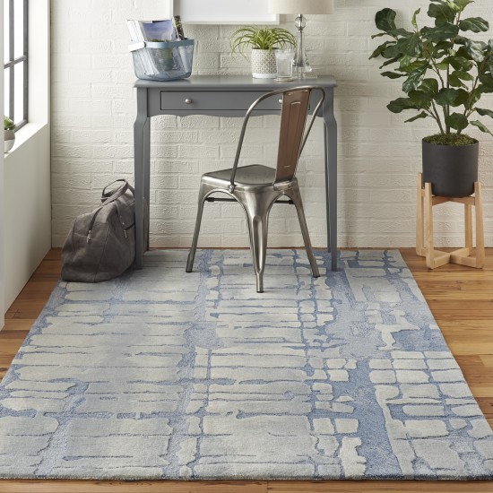 Nourison Symmetry SMM04 Area Rug, Blue/Grey, 3'9" x 5'9"