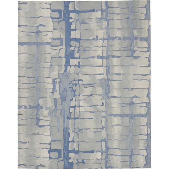 Nourison Symmetry SMM04 Area Rug, Blue/Grey, 7'9" x 9'9"