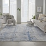 Nourison Symmetry SMM04 Area Rug, Blue/Grey, 7'9" x 9'9"