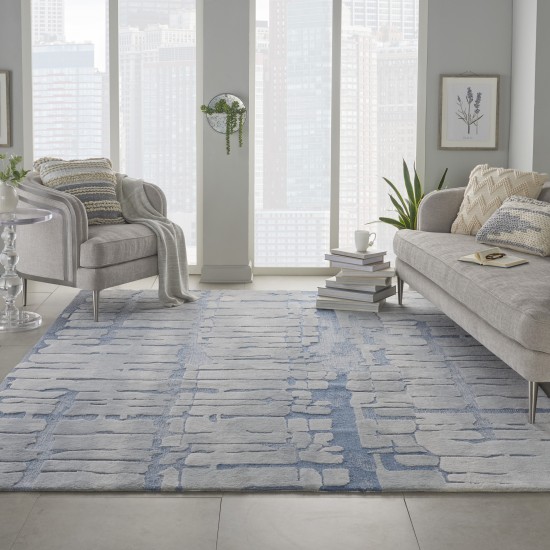 Nourison Symmetry SMM04 Area Rug, Blue/Grey, 8'6" x 11'6"