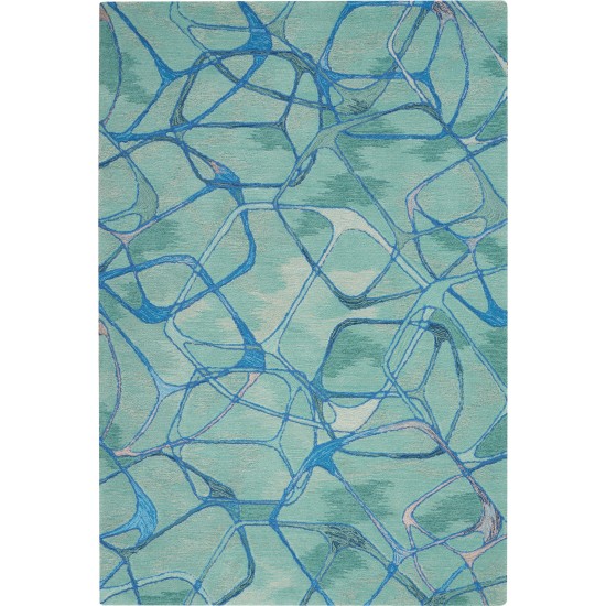 Nourison Symmetry SMM05 Area Rug, Aqua/Blue, 3'9" x 5'9"