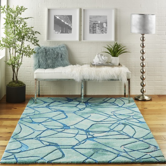 Nourison Symmetry SMM05 Area Rug, Aqua/Blue, 3'9" x 5'9"