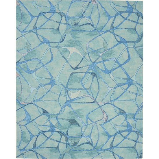 Nourison Symmetry SMM05 Area Rug, Aqua/Blue, 7'9" x 9'9"