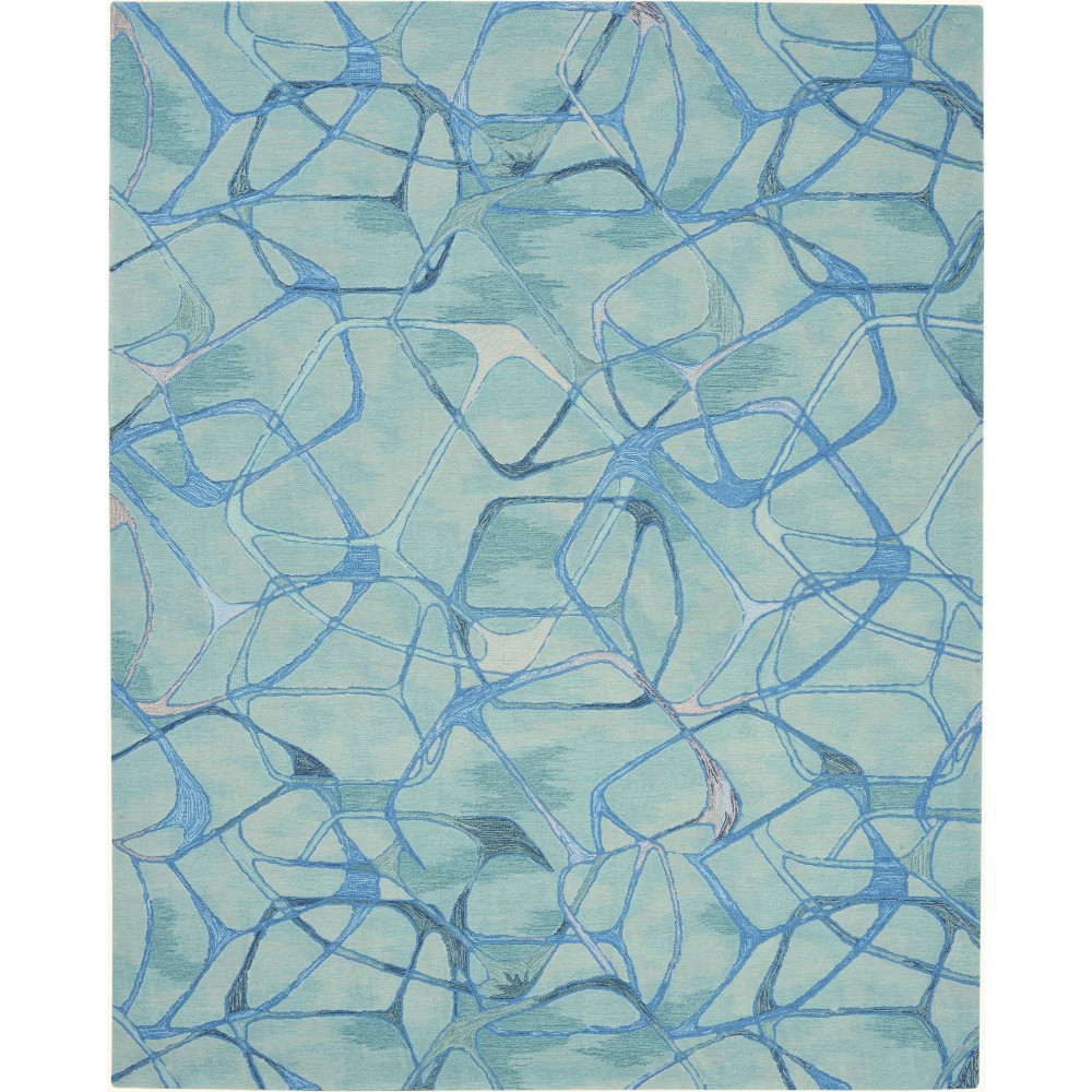 Nourison Symmetry SMM05 Area Rug, Aqua/Blue, 7'9" x 9'9"