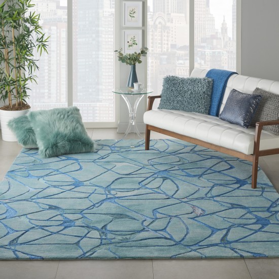 Nourison Symmetry SMM05 Area Rug, Aqua/Blue, 7'9" x 9'9"