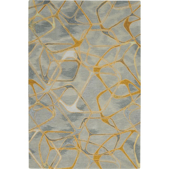 Nourison Symmetry SMM05 Area Rug, Grey/Yellow, 3'9" x 5'9"