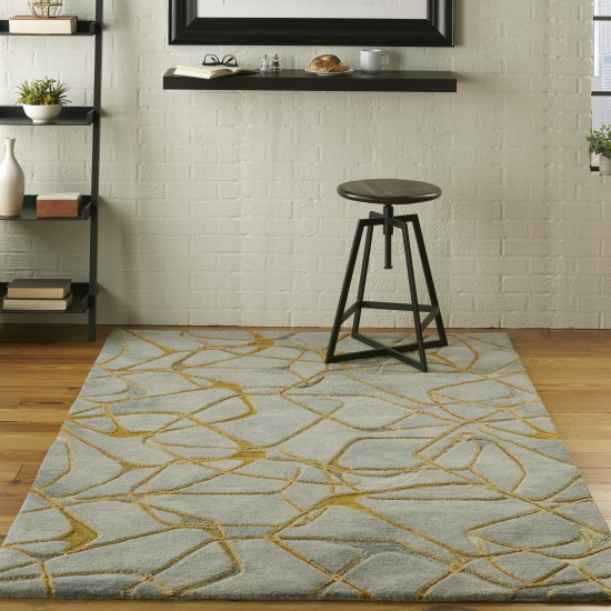 Nourison Symmetry SMM05 Area Rug, Grey/Yellow, 3'9" x 5'9"