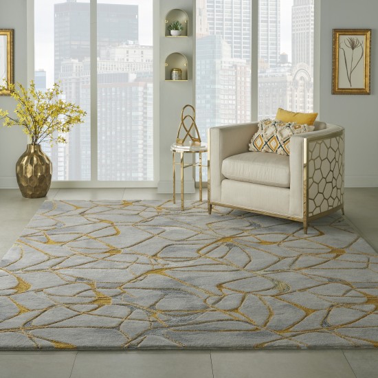 Nourison Symmetry SMM05 Area Rug, Grey/Yellow, 7'9" x 9'9"