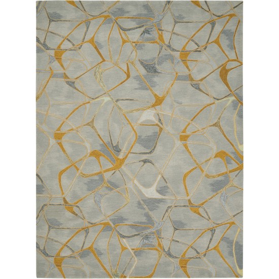 Nourison Symmetry SMM05 Area Rug, Grey/Yellow, 8'6" x 11'6"