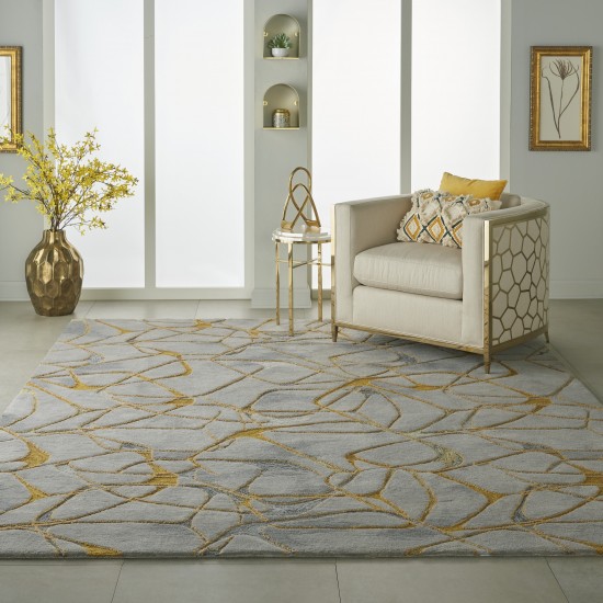 Nourison Symmetry SMM05 Area Rug, Grey/Yellow, 8'6" x 11'6"