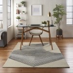 Nourison Symmetry SMM06 Area Rug, Ivory/Grey, 3'9" x 5'9"