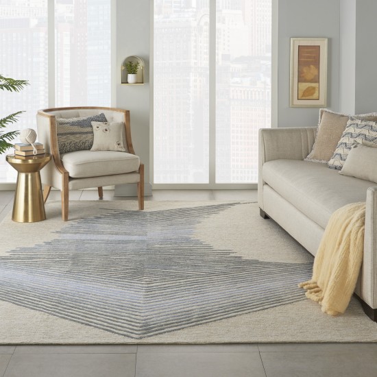 Nourison Symmetry SMM06 Area Rug, Ivory/Grey, 8'6" x 11'6"