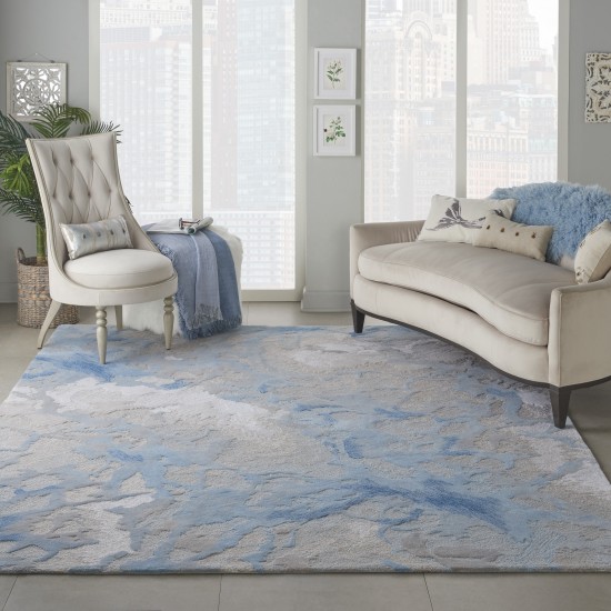 Nourison Symmetry SMM07 Area Rug, Light Blue/Ivory, 7'9" x 9'9"