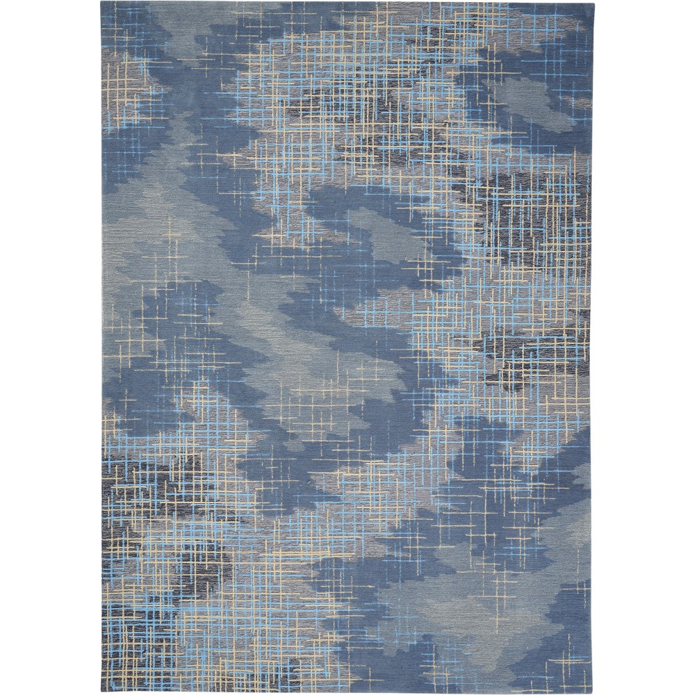 Nourison Symmetry SMM08 Area Rug, Blue/Beige, 8'6" x 11'6"