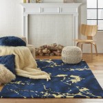 Nourison Symmetry SMM09 Area Rug, Navy, 5'3" x 7'9"