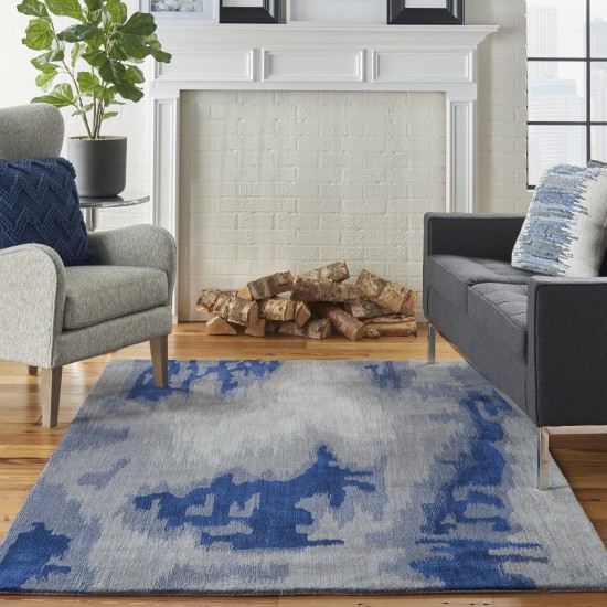 Nourison Symmetry SMM10 Area Rug, Grey/Blue, 3'9" x 5'9"