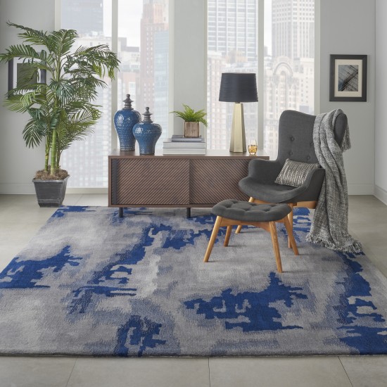 Nourison Symmetry SMM10 Area Rug, Grey/Blue, 7'9" x 9'9"