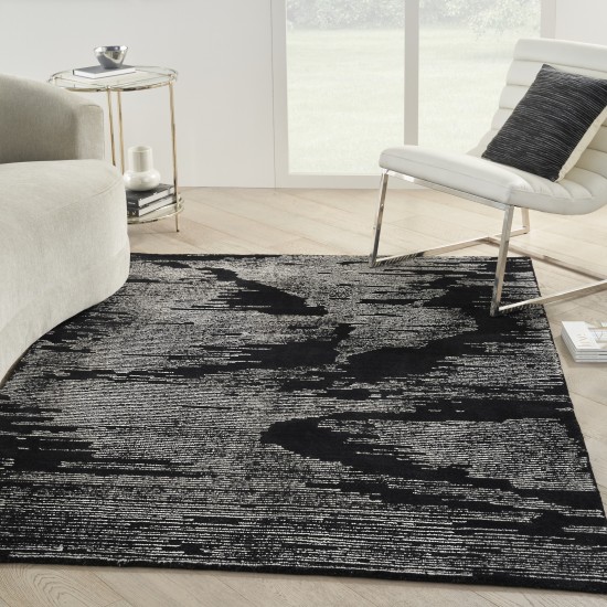 Michael Amini Ma30 Star SMR02 Area Rug, Black/Ivory, 4' x 6'