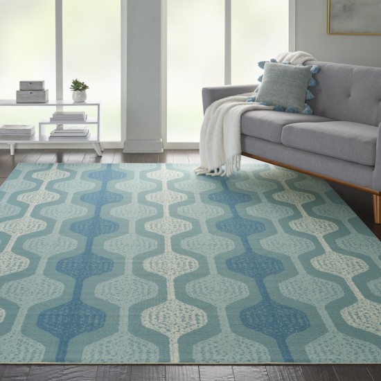 Waverly Sun N' Shade SND70 Indoor/Outdoor Area Rug, Aqua, 10' x 13'