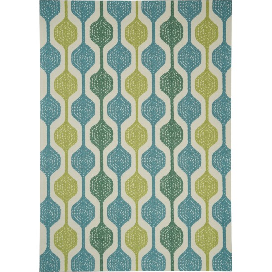 Waverly Sun N' Shade SND70 Indoor/Outdoor Area Rug, Ivory/Aqua, 10' x 13'