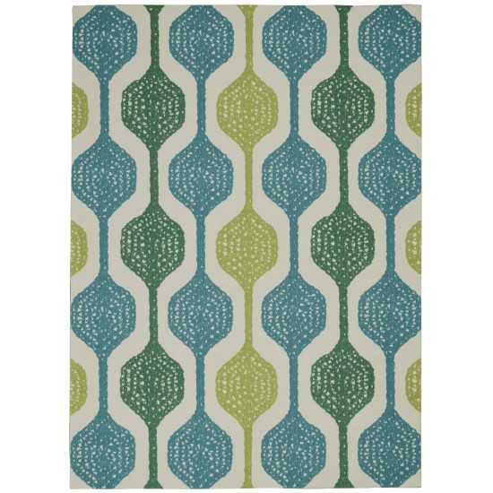 Waverly Sun N' Shade SND70 Area Rug, Ivory/Aqua, 5'3" x 7'5"