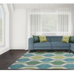 Waverly Sun N' Shade SND70 Area Rug, Ivory/Aqua, 5'3" x 7'5"