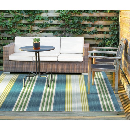 Waverly Sun N' Shade SND71 Area Rug, Green/Teal, 5'3" x 7'5"