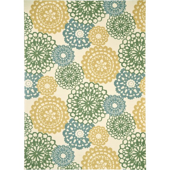 Waverly Sun N' Shade SND72 Indoor/Outdoor Area Rug, Ivory/Gold, 10' x 13'