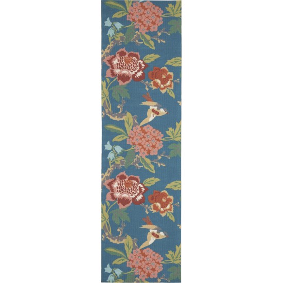 Waverly Sun N' Shade SND82 Runner Rug, Blue/Multicolor, 2'3" x 8'