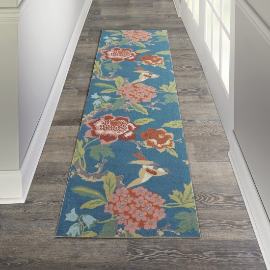 Waverly Sun N' Shade SND82 Runner Rug, Blue/Multicolor, 2'3" x 8'