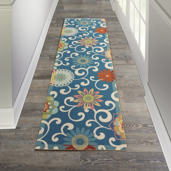 Waverly Sun N' Shade SND84 Runner Rug, Blue/Multicolor, 2'3" x 8'