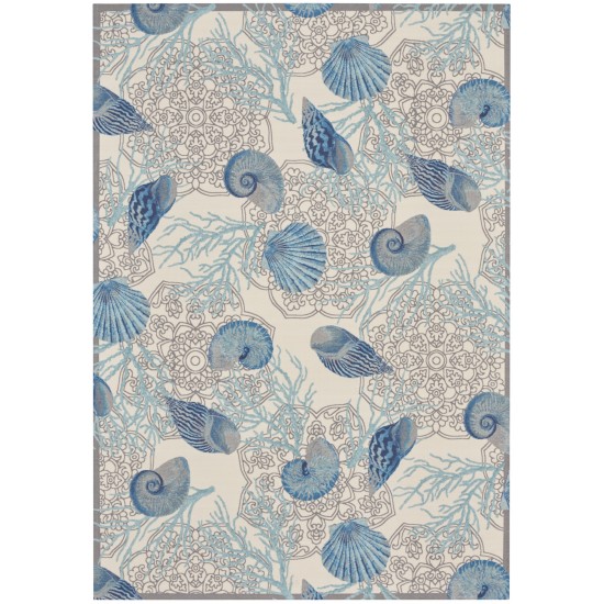 Waverly Sun N' Shade SND92 Area Rug, Ivory/Blue, 10' x 13'