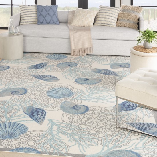 Waverly Sun N' Shade SND92 Area Rug, Ivory/Blue, 10' x 13'