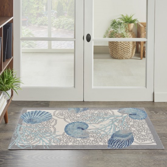 Waverly Sun N' Shade SND92 Area Rug, Ivory/Blue, 2'3" x 3'9"