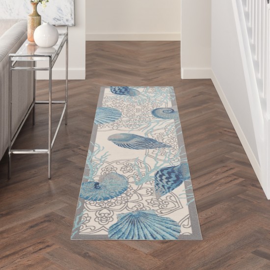 Waverly Sun N' Shade SND92 Runner Rug, Ivory/Blue, 2'3" x 8'