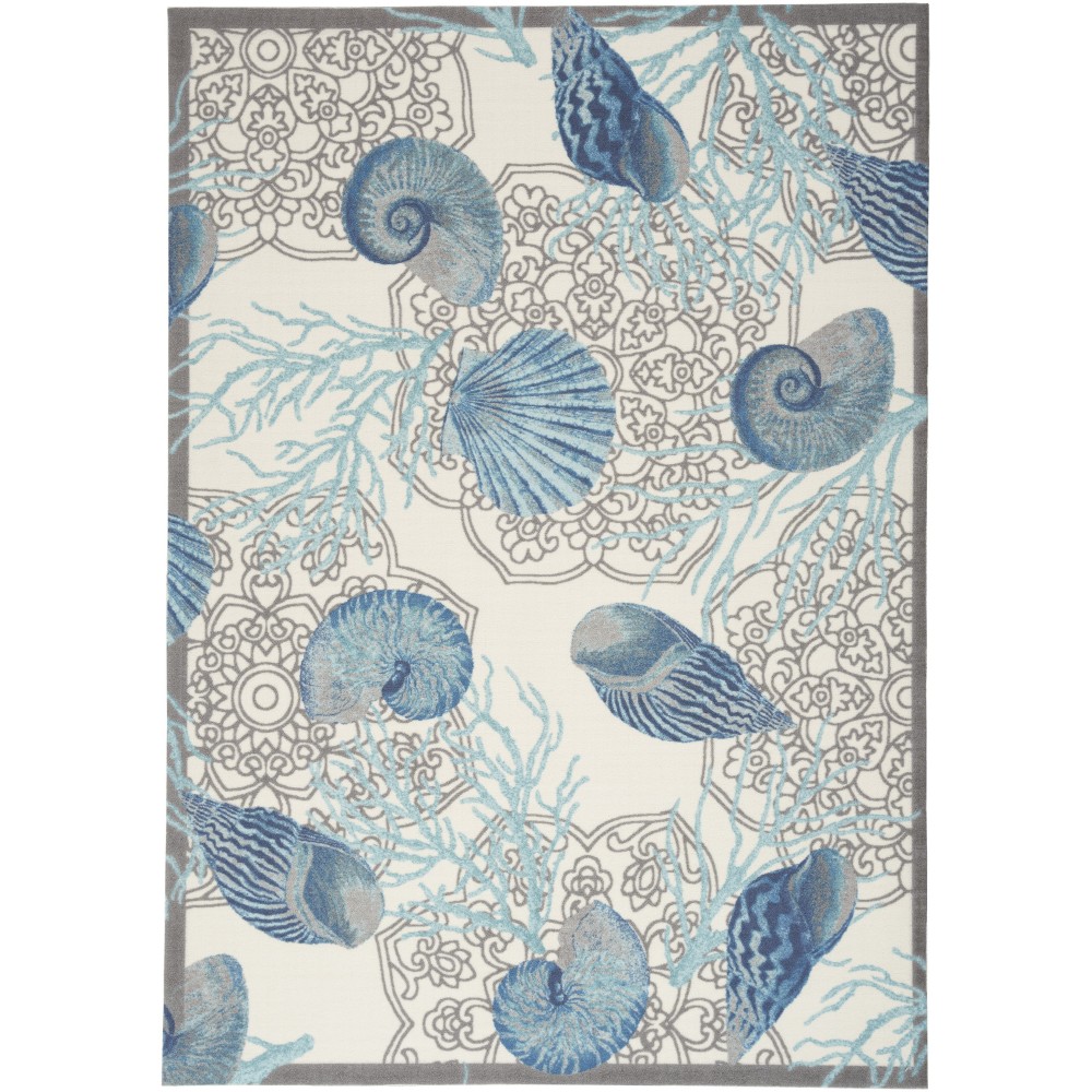 Waverly Sun N' Shade SND92 Area Rug, Ivory/Blue, 5'3" x 7'5"