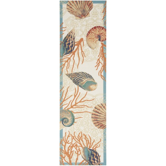 Waverly Sun N' Shade SND92 Runner Rug, Ivory/Multicolor, 2'3" x 8'