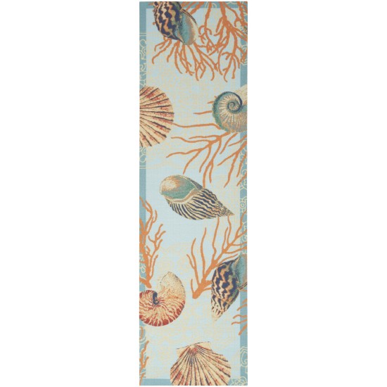 Waverly Sun N' Shade SND92 Runner Rug, Light Blue, 2'3" x 8'