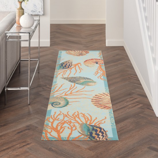 Waverly Sun N' Shade SND92 Runner Rug, Light Blue, 2'3" x 8'