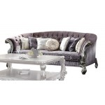 ACME Versailles Sofa w/Pillows, Velvet & Antique Platinum