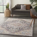 Nourison Soraya SOR04 Area Rug, Charcoal/Multicolor, 3'11" x 5'11"