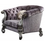 ACME Versailles Chair w/Pillows, Velvet & Antique Platinum