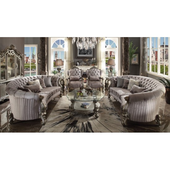 ACME Versailles Sofa w/5 Pillows, Velvet & Antique Platinum