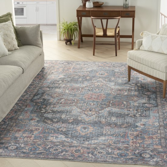 Nicole Curtis Series 1 SR101 Area Rug, Light Blue/Multicolor, 7'10" x 9'10"