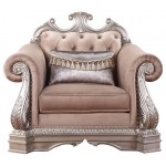 ACME Northville Chair w/1 Pillow, Velvet & Antique Silver