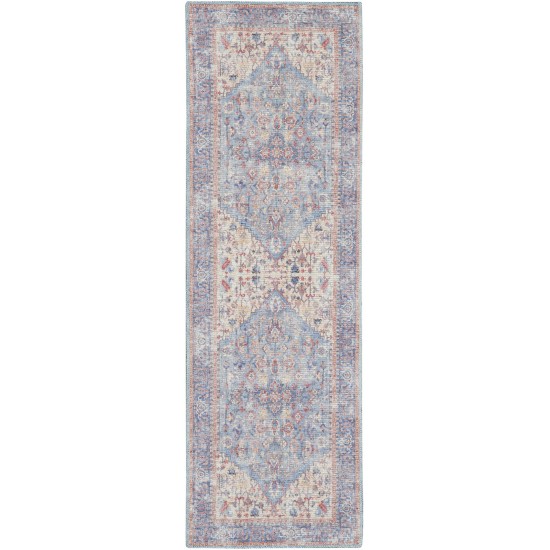 Nicole Curtis Series 1 SR104 Runner Rug, Blue/Multicolor, 2' x 6'