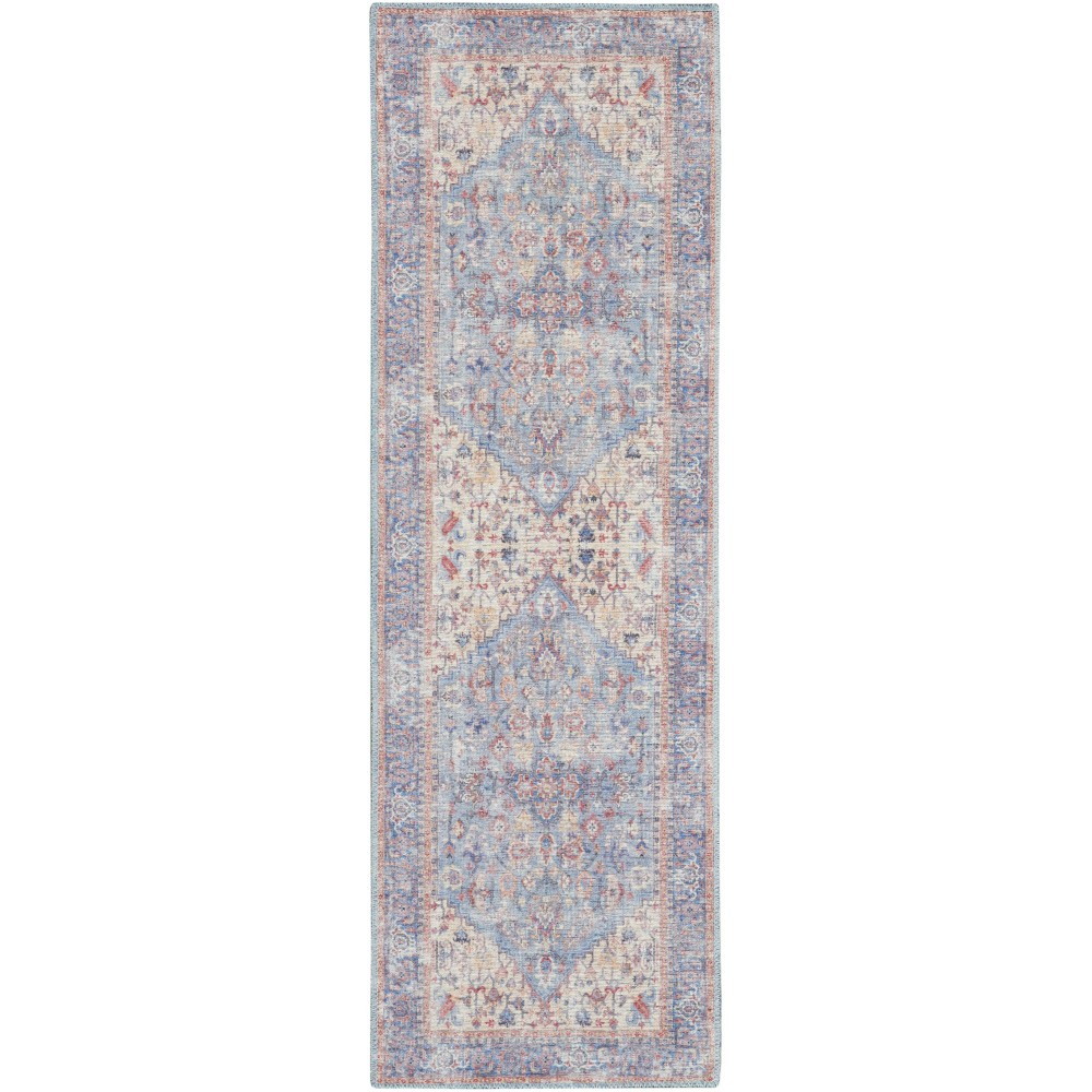 Nicole Curtis Series 1 SR104 Runner Rug, Blue/Multicolor, 2' x 6'