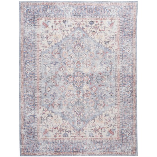 Nicole Curtis Series 1 SR104 Area Rug, Blue/Multicolor, 7'10" x 9'10"